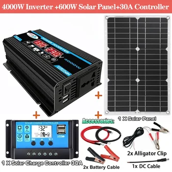 4000W 12V to110V/220V Sončne celice Napolnite Inverter Sončne celice, Baterije Krmilnik Sončne Inverter Kit Kompletu Energije