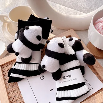 Doll Nogavice Japonski Sladko in Srčkan Kubičnih Panda Lutka Srednje Rokav Prugasta Nogavice Osebno Ženske Nogavice