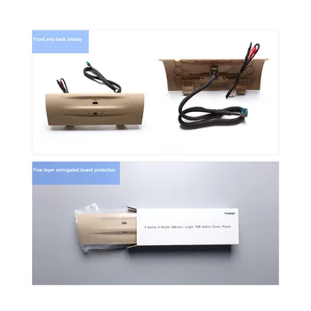 Ogljikovih Vlaken Avto Vzdušje Lučka 2 Barva armaturne plošče USB Kritje za 3 /GT/4-Serija F30 F32 F34 F36 2012-2019