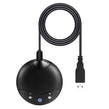 Prenosni USB Konferenčni Mikrofon 360° Vsesmerni Kondenzatorski Mikrofon S Utišanje In Nadzor Glasnosti Funkcije Noise Cancel Trajne