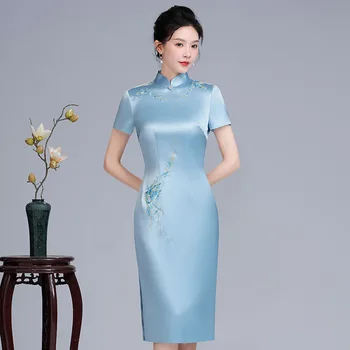 Yourqipao Kitajske Tradicionalne Vezenje Cheongsams Halje Mati Neveste Poroka Stranka Obleko Ženske Poročne Gost Obleko 2023