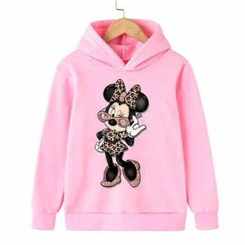 2-13 Let Stari Otroci Hoodie Minnie Mouse otroških Oblačil Jesen Dekliška Jopica Mickey Natisnjena Dekleta Puloverju Fantje Hoodies