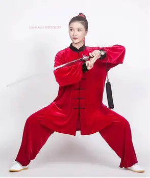 2024 kitajski letnik kung fu tai chi oblačila borilne veščine taijiquan wushu enotno žamet zgostitev stopnji usposabljanja vrhovi+hlače komplet