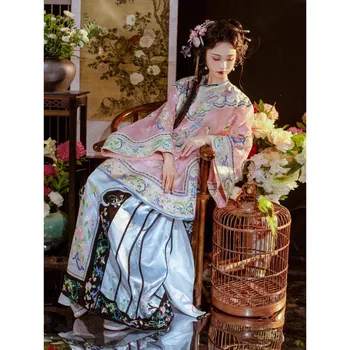 4 Barve Qing Cvjetnim Natisne Cheongsam Obleko Tradicionalne Kitajščine za Ženske 2023 Letnik Starinske Obleke, Večerne Obleke
