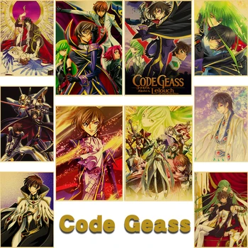 40 Modelov Anime Code Geass Kraftpaper Plakat Risanka Abstraktna Umetnost Slikarstvo Smešno Stenske Nalepke za Coffee House Bar