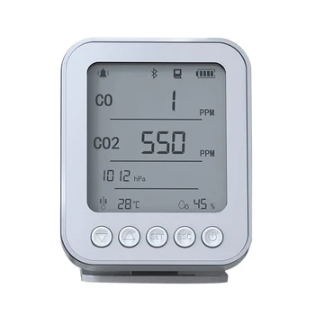 5-V-1 Tuya Bluetooth CO2 Detektor Zaslon Pametnega Doma CO2, CO Vlažnost, Temperaturo, Senzor Tlaka v Realnem Času Odkrivanja Trajne