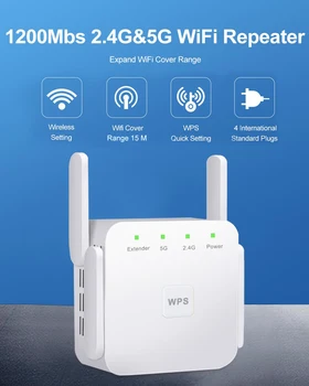 5Ghz WiFi Brezžični Repetitor 1200Mbps Usmerjevalnik Wifi Booster 2.4 G Wifi Long Range Extender 5G omrežja Wi-Fi Signala Ojačevalnika Vmesnik Wifi