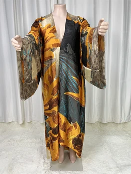 Afrika počitnice stranka pisane elegantna dama Kimono Bohemian Seksi Dolgo Cardigan Ženske dolg Rokav plaži Cover-Up obleko tam kaftan