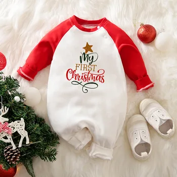 Baby Božič Obleko Novorojenega Dojenčka Dekleta Fantje Romper Dolg Rokav Obleka, Jumpsuit