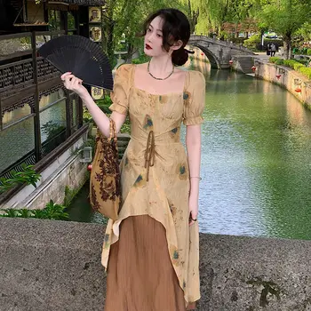 Dolgo Vintage Obleko za Ženske Poletje Elegantno Midi Obleko Maxi Y2k Oblačila za Rojstni dan Zvečer Boho Oblačila korejski Moda 2022