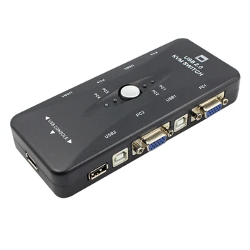 Ena za Štiri 4 Port USB 2.0 KVM preklopnik + 4 KVM Kablov, Tipkovnico, Monitor VGA SVGA Prenosni RAČUNALNIK