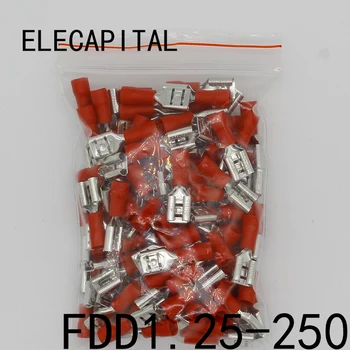 FDD1.25-250 izolacijski Ženski Izolirani Električni Crimp Priključek Priključki Kabel Žico Priključek 100 KOZARCEV/Paket FDD1-250 FDD