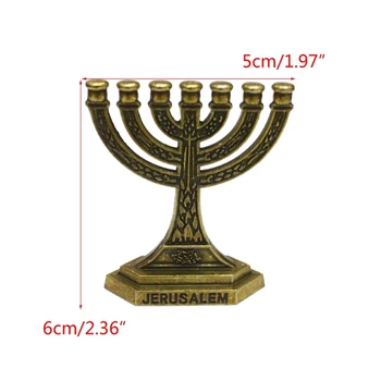 H55A Tradicionalna Judovska Menorah 7 Veje Svečnik Jeruzalemu Tempelj Imetnik 12 Plemen Izraela Menorah Candelabra