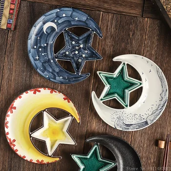 Japonska keramična namizna zvezda, luna obliko ploščo sladico plošče restavracija kreativnih jed dim sum cmok prigrizek nepravilna ploščica