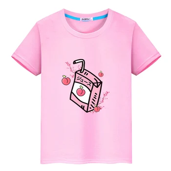 Japonski Breskev Sok Risanka T-shirt 100% Bombaž Priložnostne Otroci Tee-shirt Kratek Rokav Poletje Otroci Tshirt Fantje in Dekleta Tees