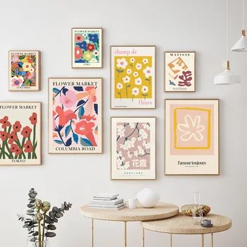 Povzetek Pisane Rože Trga Matisse Plakatov in Fotografij Japonska Wall Art Platno Slikarstvo Nordijska Stenske Slike Dnevna Soba Dekor