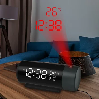 Projektor Namizje Elektronski USB Funkcija Časa Gor LED Ure Projekcija Budilka Zbudi Tabela Watch Dremež Digitalni