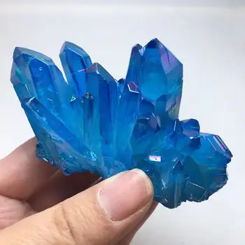 Redki lepi modri plamen aura quartz crystal grozdov vzorcu le 1pcs