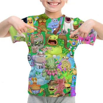 Smešno Moje Petje Monsters Majica otroška Oblačila Risanka Natisni T-shirt za Dekle, Otroci, Oblačila Fantje Poletje Kratek Rokav 2-14Y