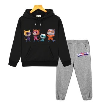 SuperKitties Otroci Hoodie sklop Priložnostne Anime hoodie fantje, dekleta, otroci boutique oblačila Runo majica Kawaii Puloverju otroci Set