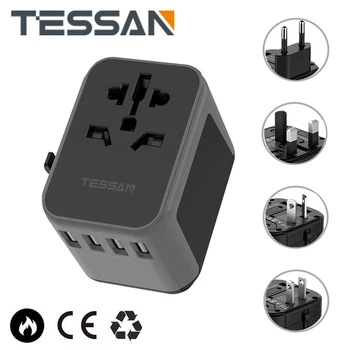 TESSAN Univerzalni Potovalni Adapter s 4 Vrata USB & AC Socket Adapter Mednarodna Potovanja, Adapter za ZDA in Evropo, združeno KRALJESTVO Avstralija