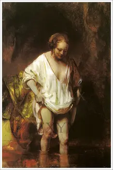 Umetnik Rembrandt Van Rijn Likovne Umetnosti Plakatov, Tiskanje Slikarstva Ženska Kopalna