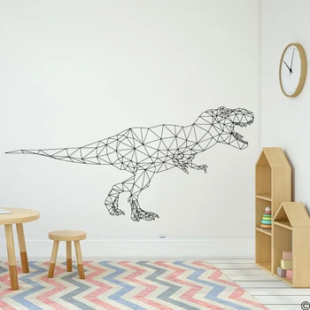 Velika Povzetek Geometrijske T-Rex Dinozaver Stenske Nalepke, Fant, Otroci Soba Soba Geometrijske Dinozaver Živali Vinilna Umetnosti