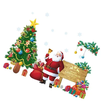 Vesel Božič Stene Decals Je Božiček Božič Drevo Stenske Nalepke DecoPVC Romovable Doma Božični Okraski, Stene Decals