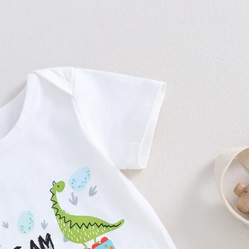 Za Malčke Baby Boy Prvi Rojstni Dan Obleko Dinozaver Tiskanja Romper Vrvico Hlače Komplet Dojenček Najprej Darilo Za Rojstni Dan
