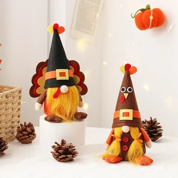Zahvala Gnome Plišastih Okraski Kit -2 Kos Gospod In Gospa Turčija Palčki Ročno Skandinavskih Jeseni Dekor Kit