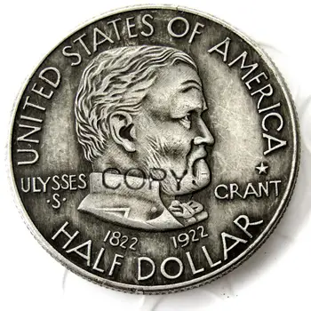 ZDA Ulysses S. Grant 1922 Pol Dolarja KOVANEC KOPIJO Silver Plated