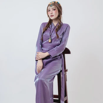 Ženske Tradicionalen Tibera Obleke, Ženske Sijaja Kitajski Oblačilih Sodobni Kitajski Državni Obleko Dolgo Cheongsam Tibera Ženska Oblačila